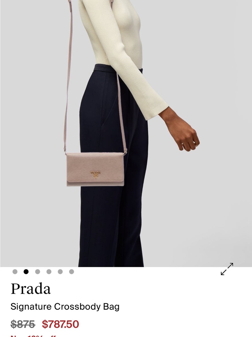 Prada Pale Pink Leather Crossbody Bag with Gold Logo